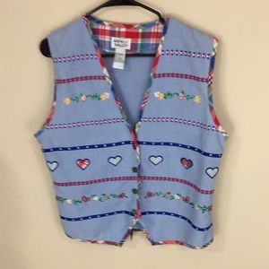 Napa Valley Blue Lightweight Embroidered Vest Size Large